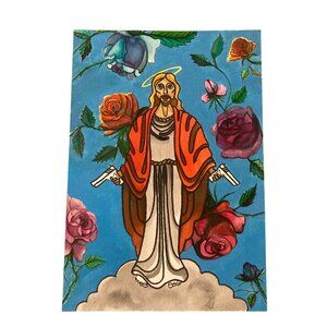 Jesus With Guns & Roses Tattoo Art Painting